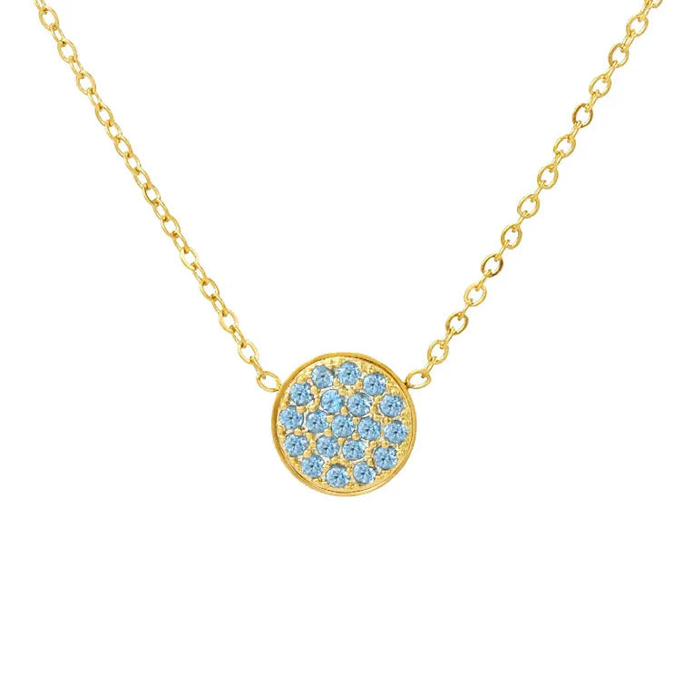Collier et pendentif avec petite pierre de naissance ronde décembre