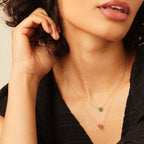 Collier et pendentif avec petite pierre de naissance ronde mai