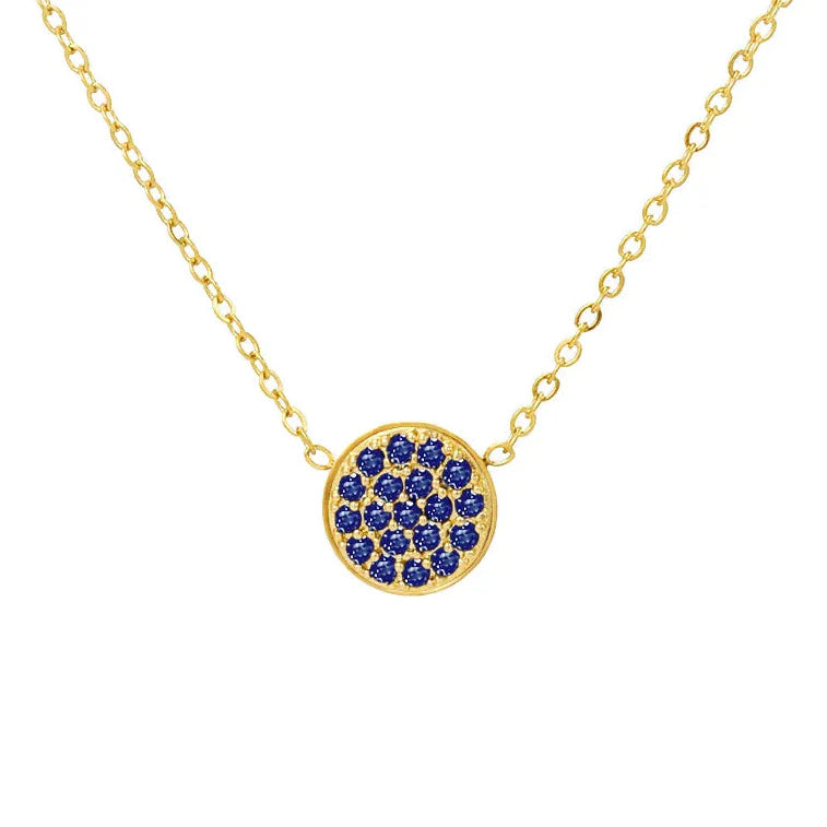 Collier et pendentif avec petite pierre de naissance ronde septembre