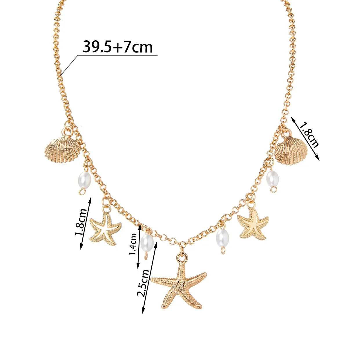 Collier et pendentif coquillage et petites étoiles de mer