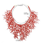 Collier et pendentif plastron corail rouge et noir