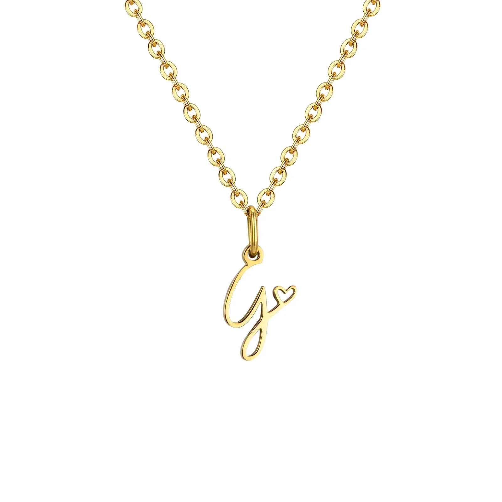 レターイニシャルとハートのペンダント付きレディースネックレス g
