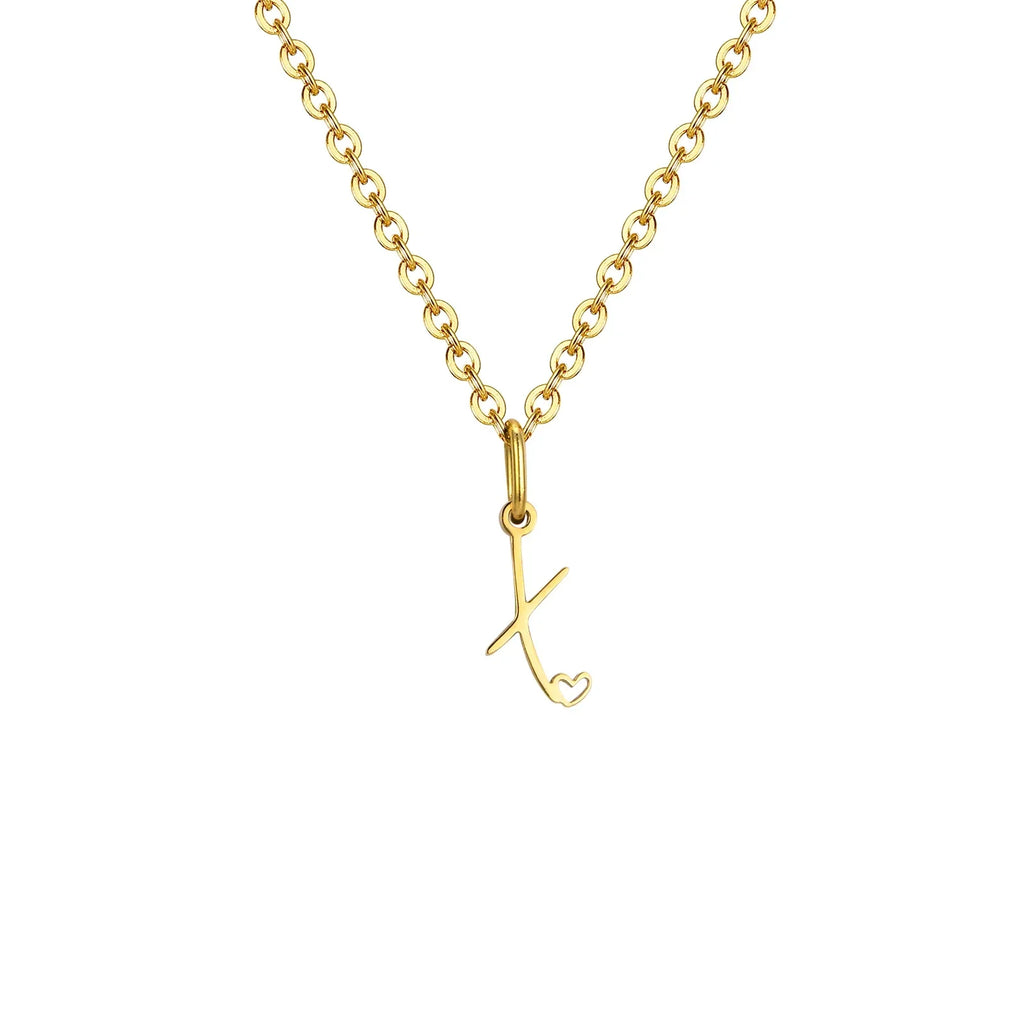 レターイニシャルとハートのペンダント付きレディースネックレス x