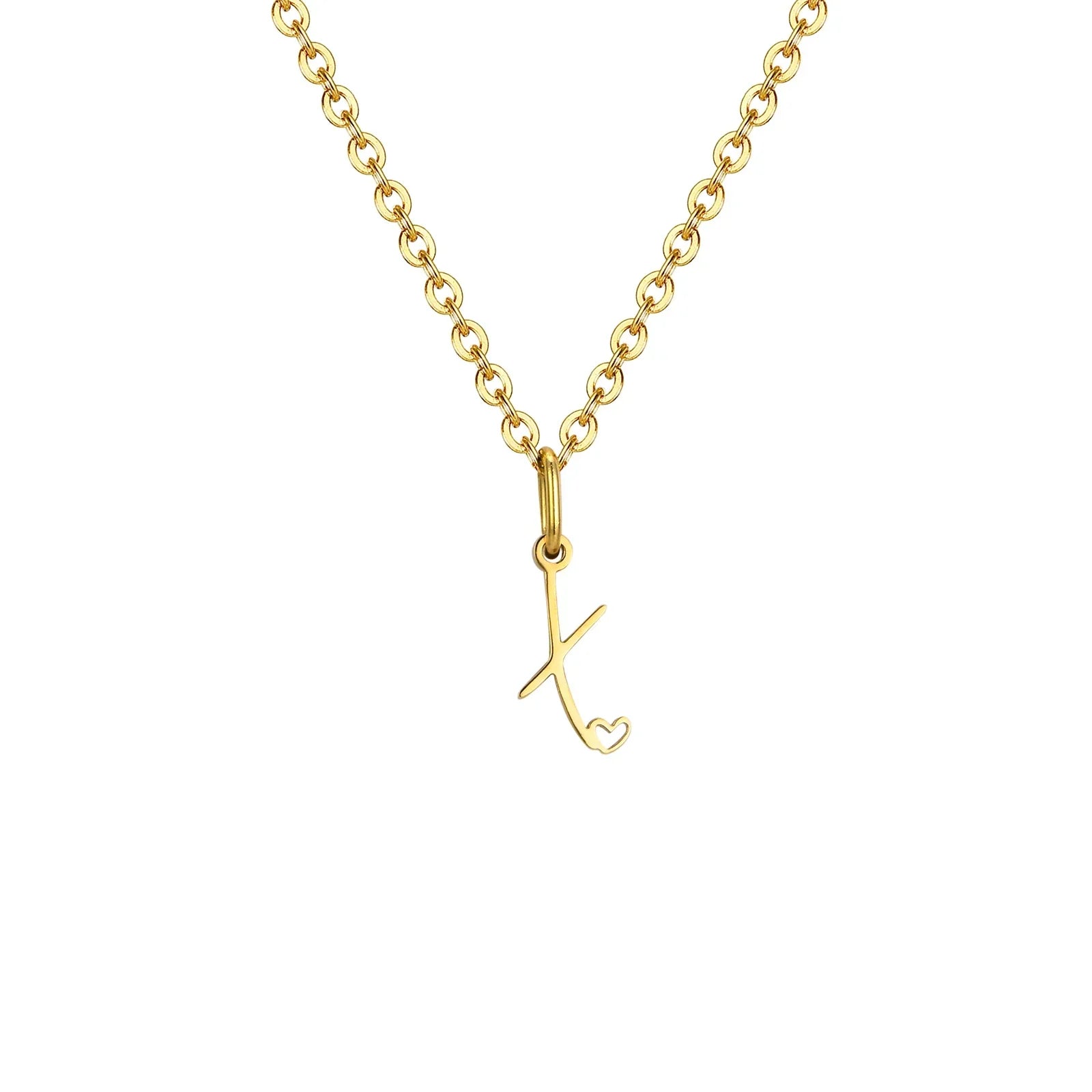 レターイニシャルとハートのペンダント付きレディースネックレス x