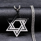 Collier Hexagramme Étoile de David Judaisme Pendentif style 1 argent