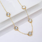 ゴールドネックレス アゲート 白蝶貝のクローバー レディースジュエリー ギフトにおすすめ