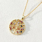 Collier Pendentif Arbre de vie avec Perles Multicolores a