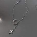 月と星のジルコンペンダントネックレス