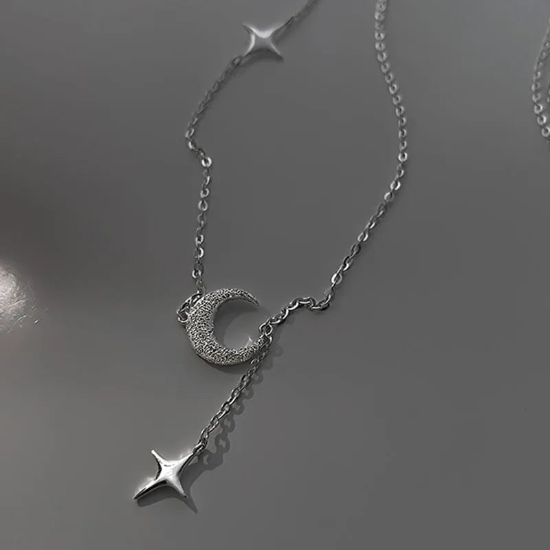 月と星のジルコンペンダントネックレス