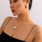 Collier Pendentif Grande Goutte d'Eau Elégante or