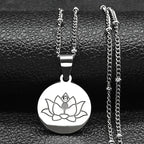 蓮の花ペンダントネックレス チェーン＆メダリオン シルバー