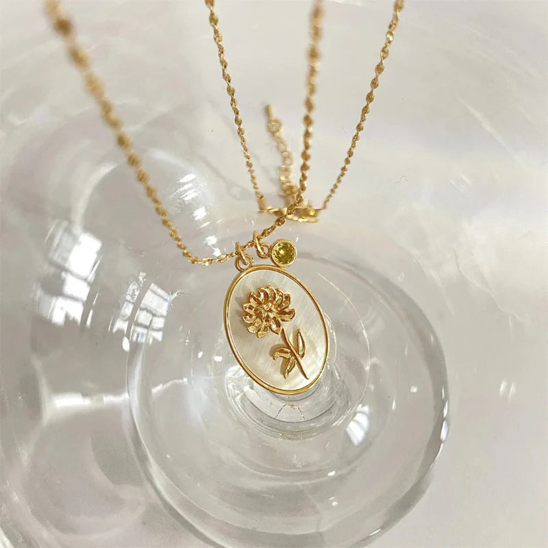 Collier Pendentif Fleur Signe du Zodiaque