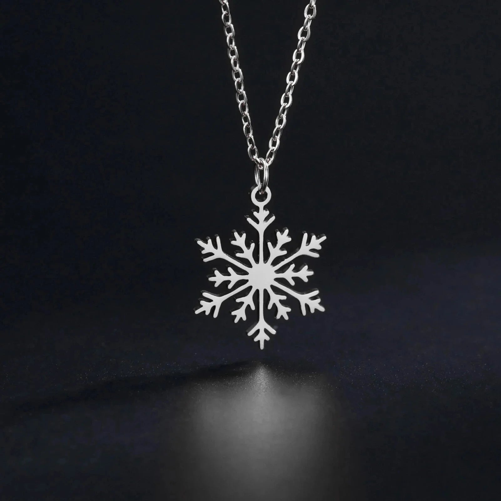 冬の雪の結晶ペンダントネックレス シルバー