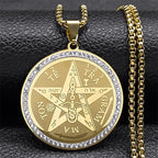 ペンタクルのウィッカ魔術ペンダントネックレス ゴールド