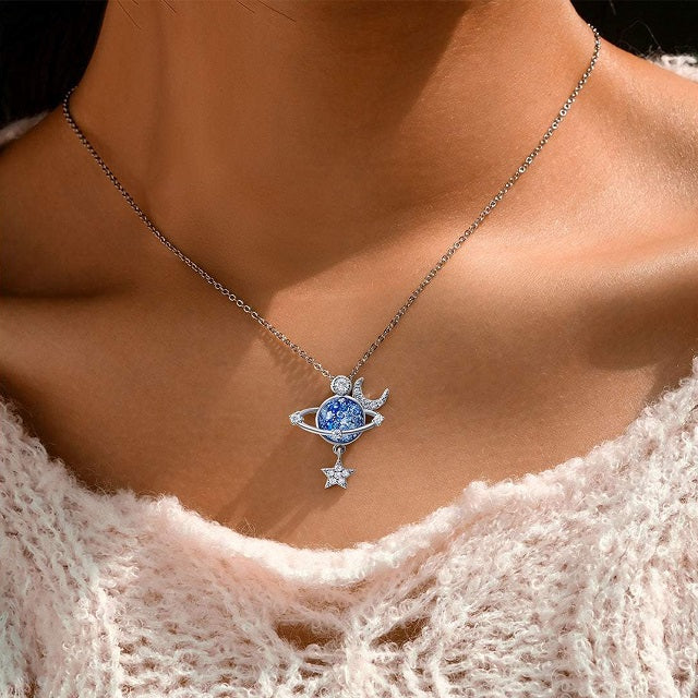 Collier Pendentif Pierre De Lune Bleue