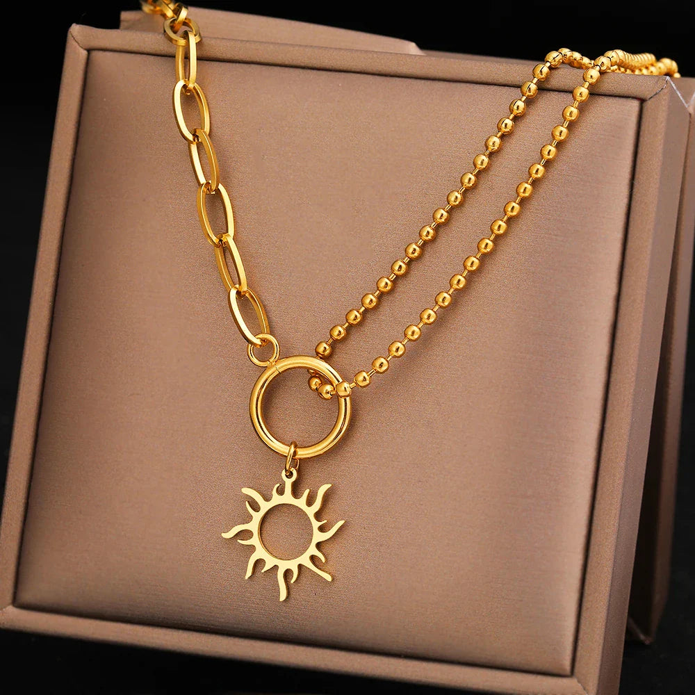非対称サンペンダントネックレス ゴールド