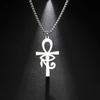 Collier Pendentif Style Egyptien Croix D'Ankh argent