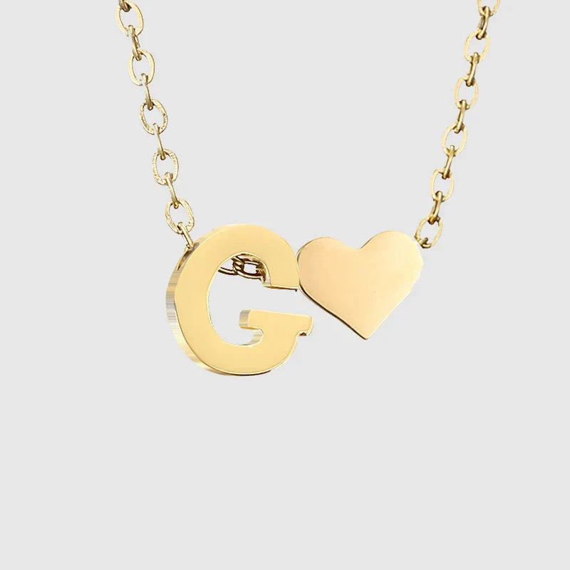 Collier pour femme avec pendentif coeur et initiale - lettre