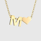 Collier pour femme avec pendentif coeur et initiale - lettre