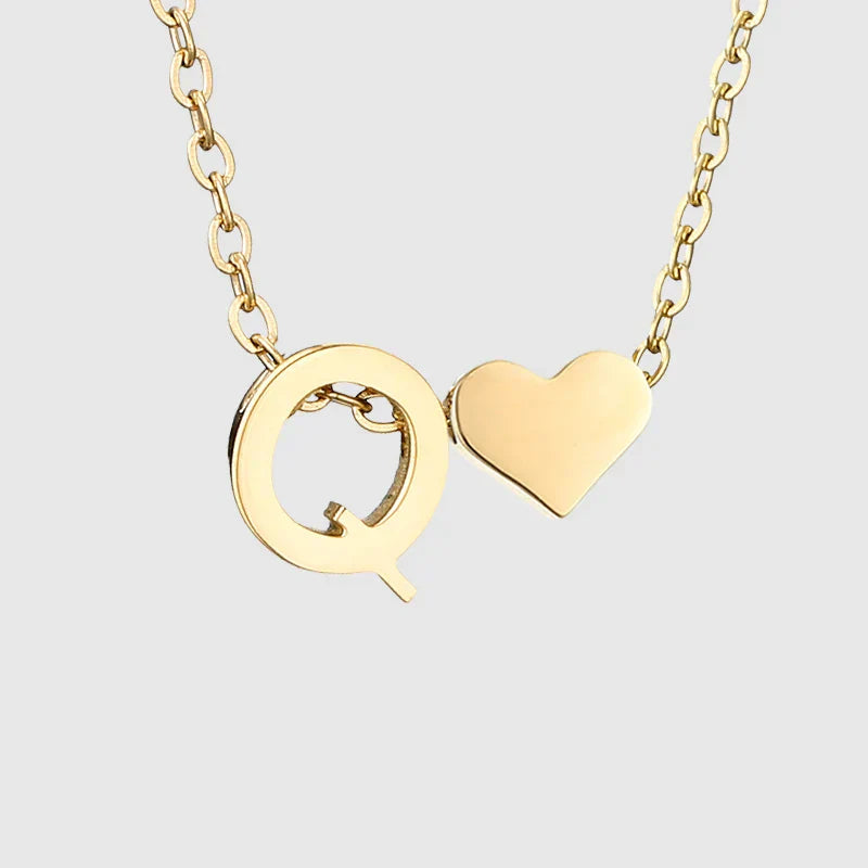 Collier pour femme avec pendentif coeur et initiale - lettre
