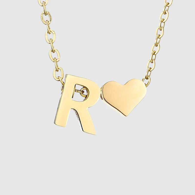 Collier pour femme avec pendentif coeur et initiale - lettre