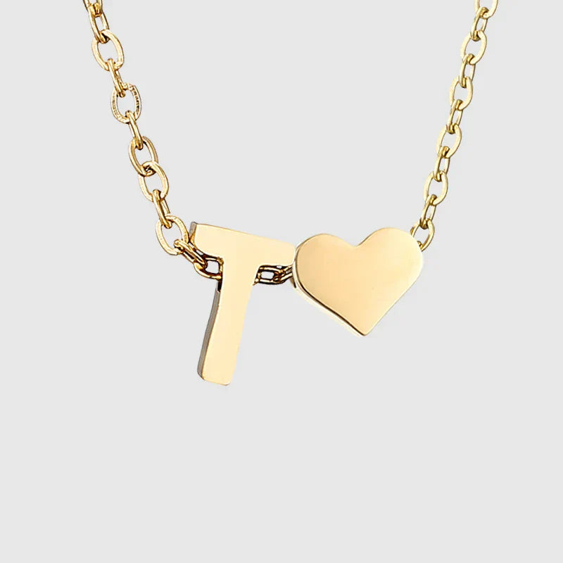 Collier pour femme avec pendentif coeur et initiale - lettre