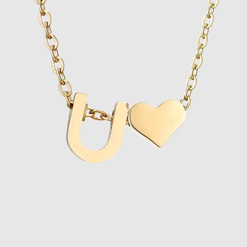 Collier pour femme avec pendentif coeur et initiale - lettre