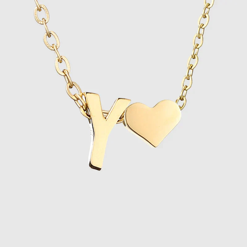 Collier pour femme avec pendentif coeur et initiale - lettre