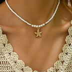 Collier Ras de Cou avec Pendentif Coquillage Etoile de Mer