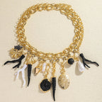 Collier Ras de Cou avec Pendentifs Corail et Coquillages