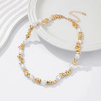 Collier Ras de Cou avec Pendentifs Perles pour Femme or