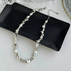 Collier Ras de Cou avec Pendentifs Perles pour Femme argent
