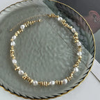 Collier Ras de Cou avec Pendentifs Perles pour Femme or