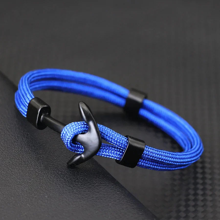Bracelet double ancre noire bleu