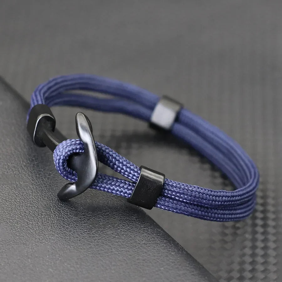 Bracelet double ancre noire bleu marine