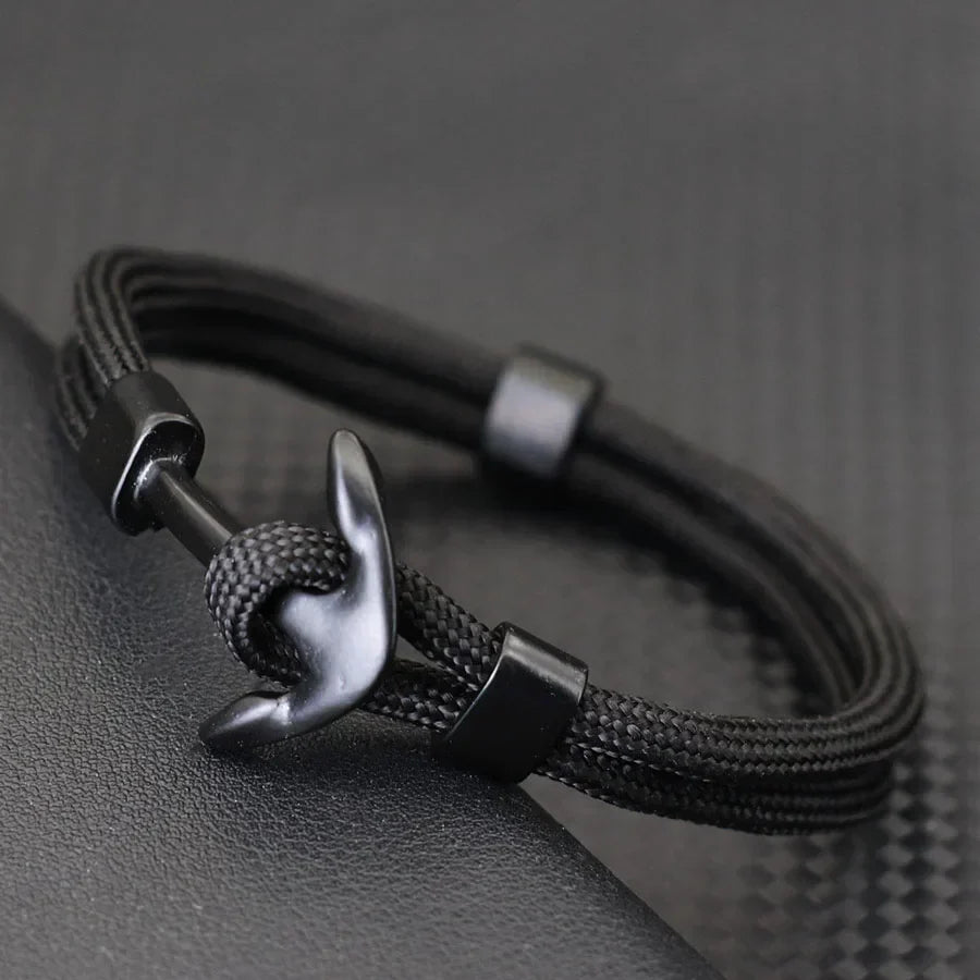 Bracelet double ancre noire noir