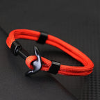 Bracelet double ancre noire orange