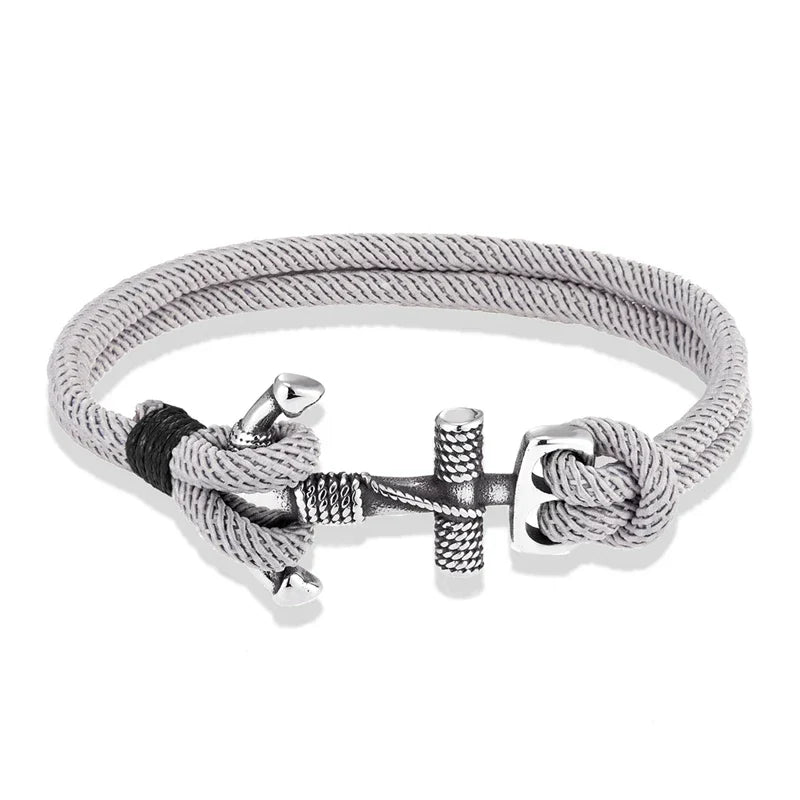 Bracelet double ancre homme gris