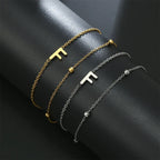 ゴールドとシルバーのダブルイニシャルブレスレット f