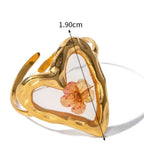 Grande Bague Anneau  Fleur dans Cadre Transparent
