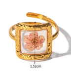 Grande Bague Anneau  Fleur dans Cadre Transparent