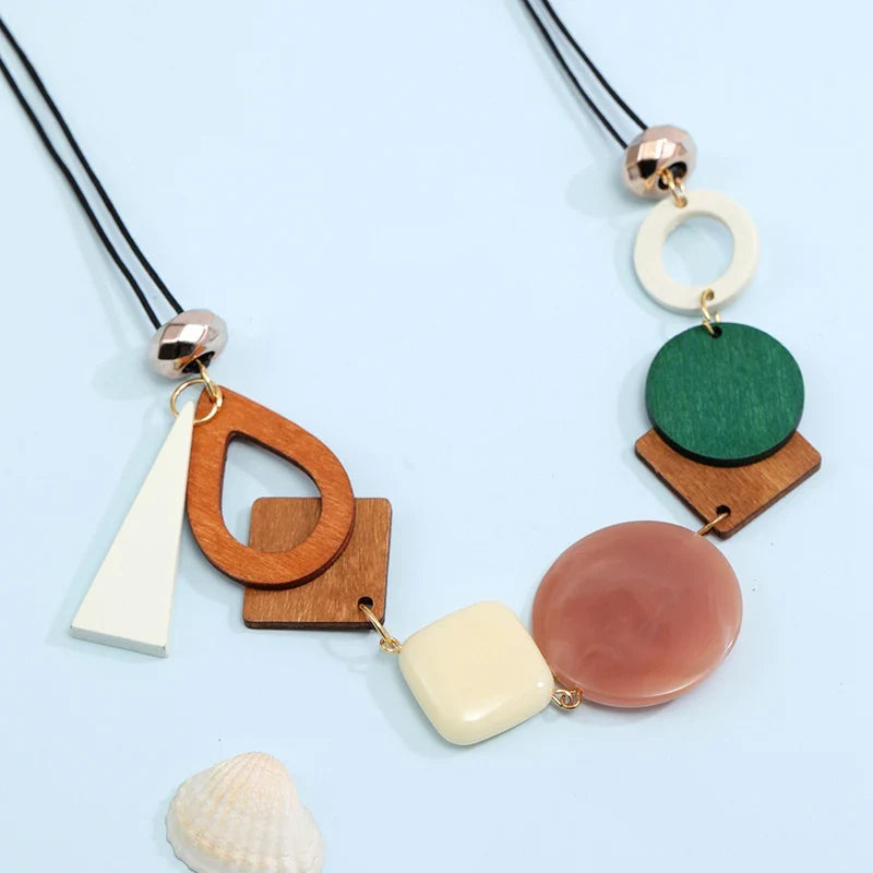 Collier Pendentif Asymétrique de Style Bohême rose