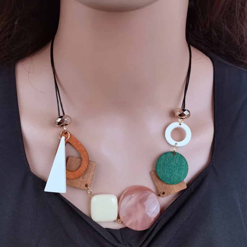 Collier Pendentif Asymétrique de Style Bohême rose