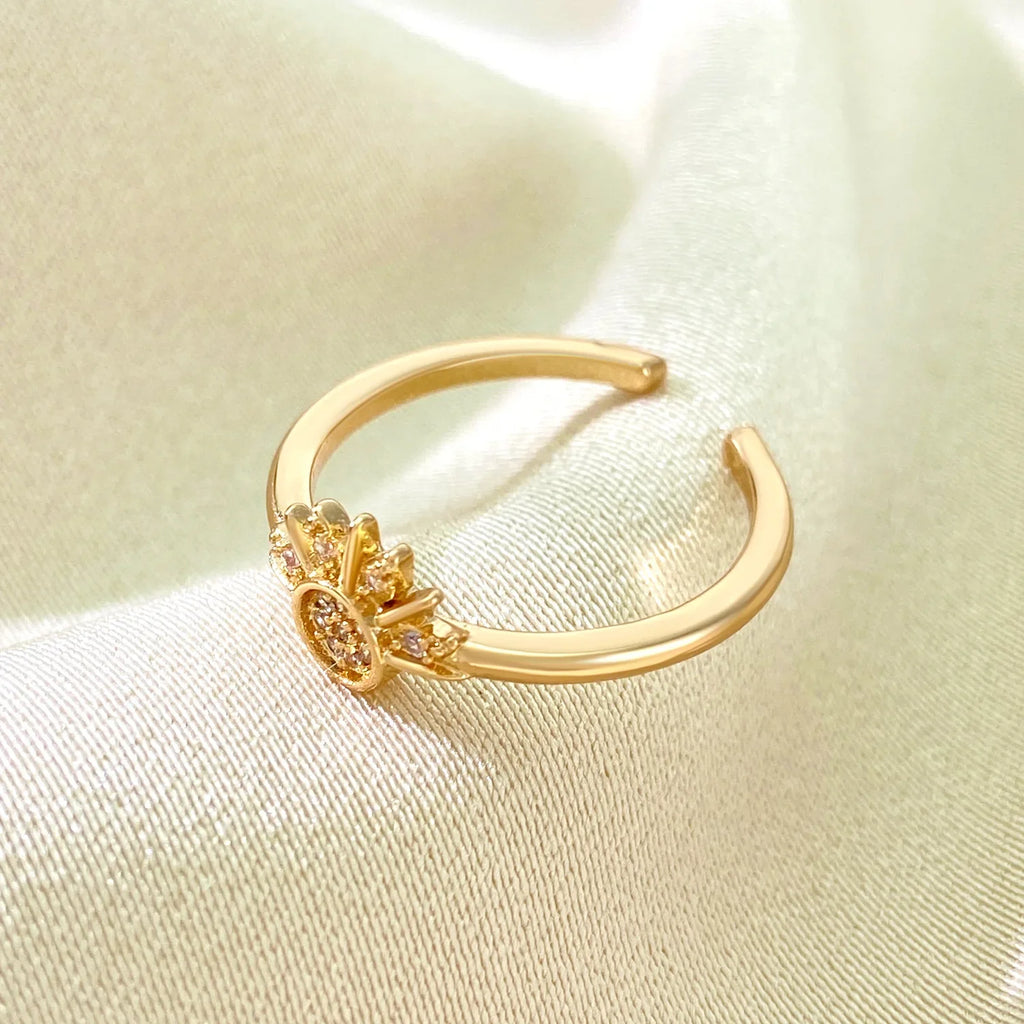 Lot de 2 Bagues Lune ou Soleil en Zircon pour Couple