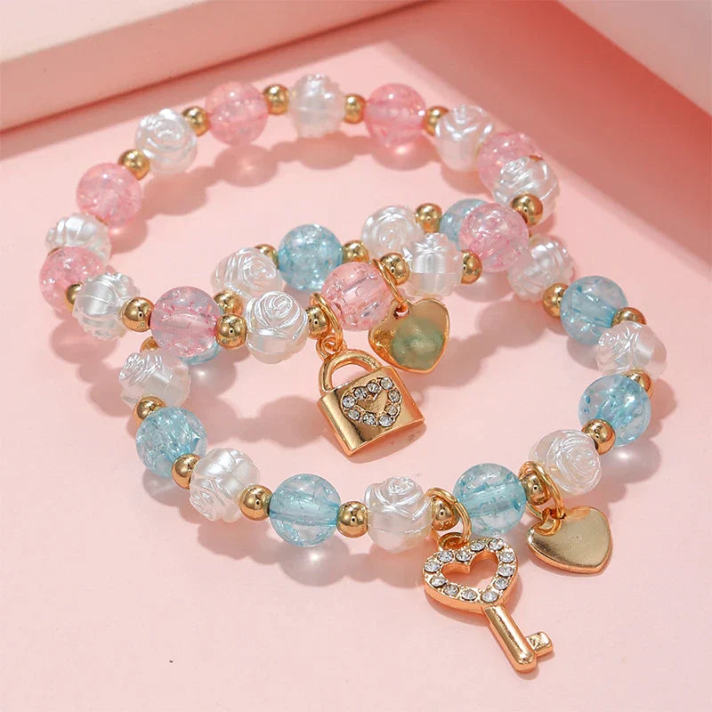 Lot de 2 bracelets clef et cadenas
