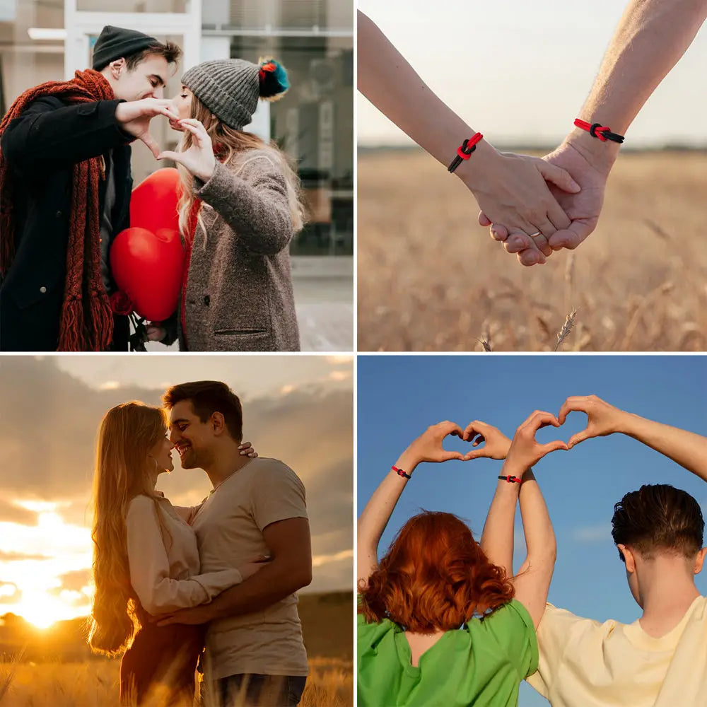 Lot de 2 Bracelets Nœud pour Couple