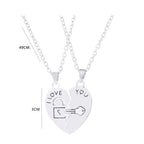 Lot de 2 Colliers avec Pendentifs Demi-Coeur "I Love You" pour Couple d'Amoureux