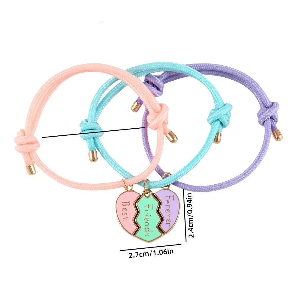Lot de 3 Bracelets en Corde pour Trio de Meilleurs Amis