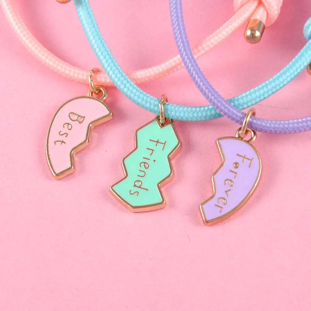 Lot de 3 Bracelets en Corde pour Trio de Meilleurs Amis argent