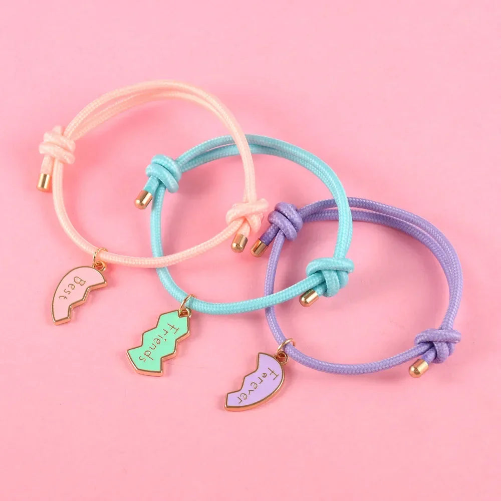 Lot de 3 Bracelets en Corde pour Trio de Meilleurs Amis or